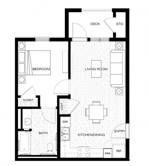 One bedroom floor plan